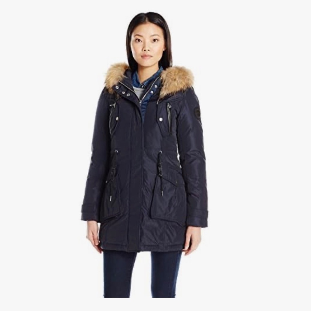 RUD by Rudsak Women's Trona Down Coat with Anorak Waist and Fur Hood Trim XS